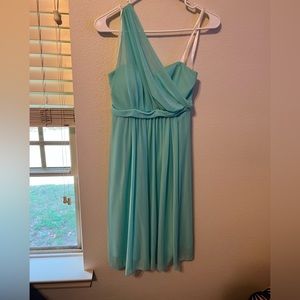 Bridesmaids knee length Tiffany blue dress